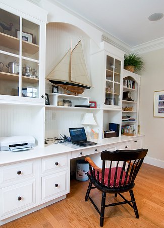 home office with shelves